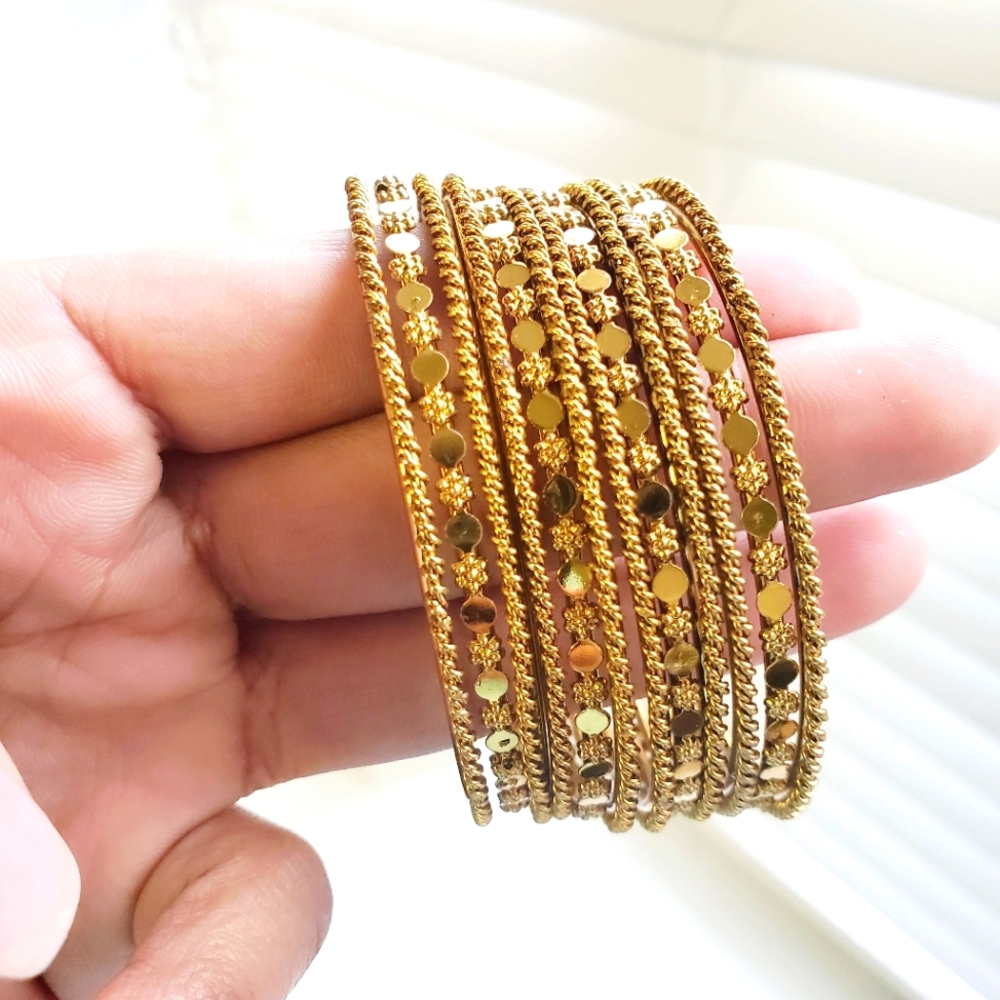 12 Assorted Metallic Mangles in Brownish-Gold Color